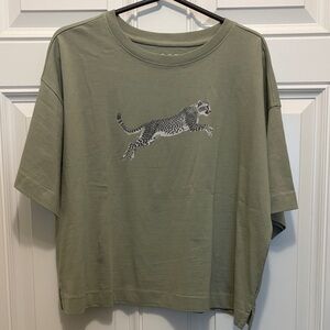 LOFT Olive Cat Print Tee